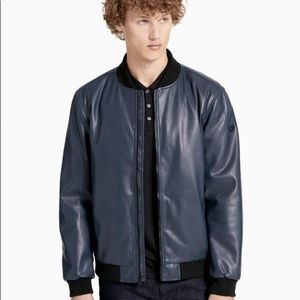 Calvin Klein Faux Leather Bomber Jacket 